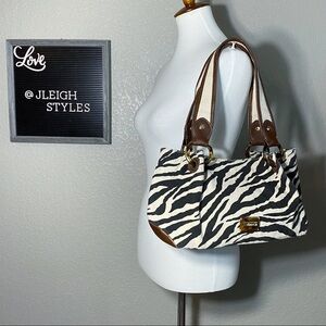 Relic Black White Zebra Print Canvas Shoulder Bag